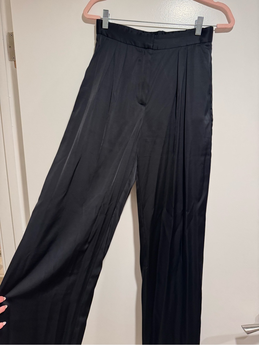 Abercrombie & Fitch Black Wide-Leg Satin Pants